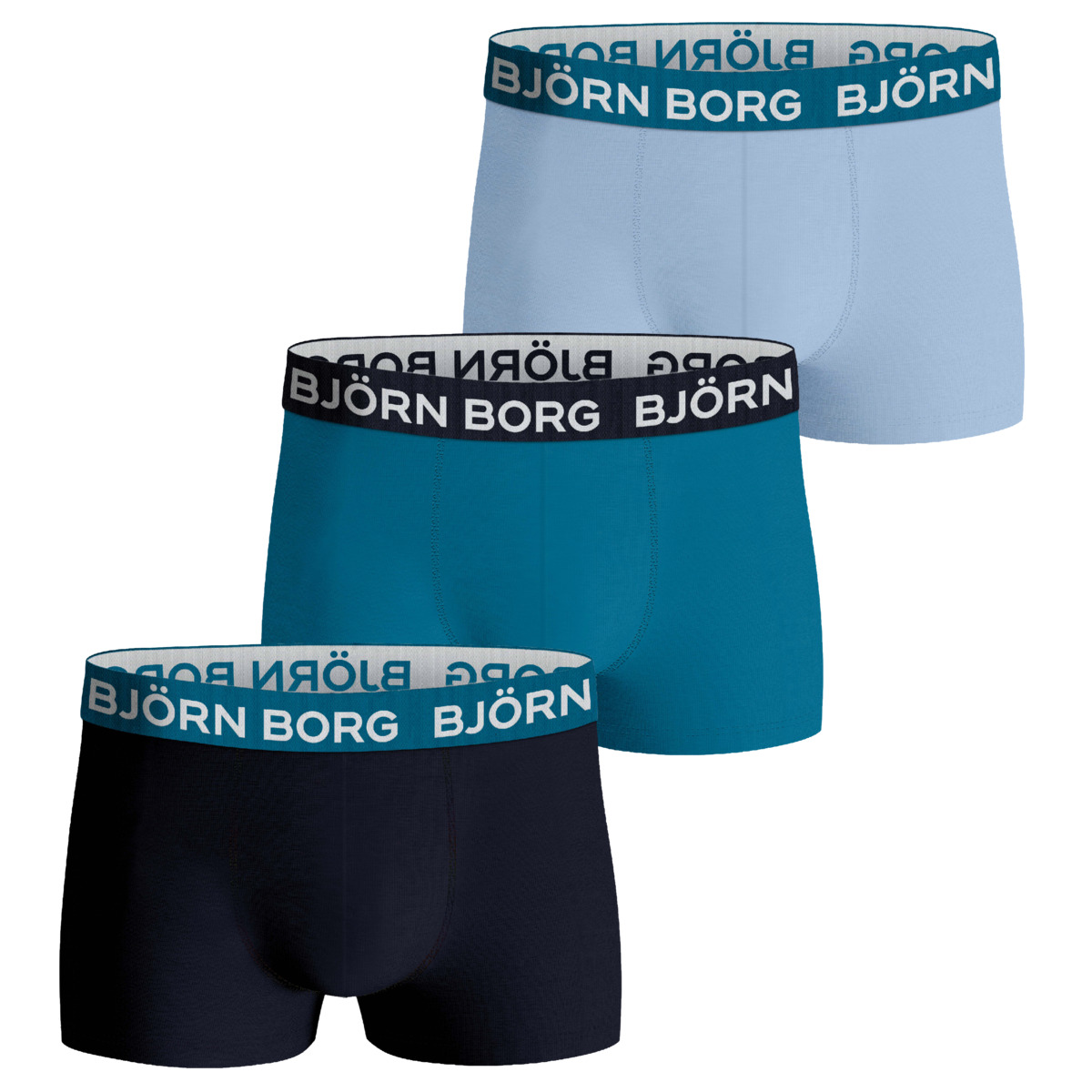 Björn Borg Cotton Stretch Trunk 3er Pack Boxershorts blau