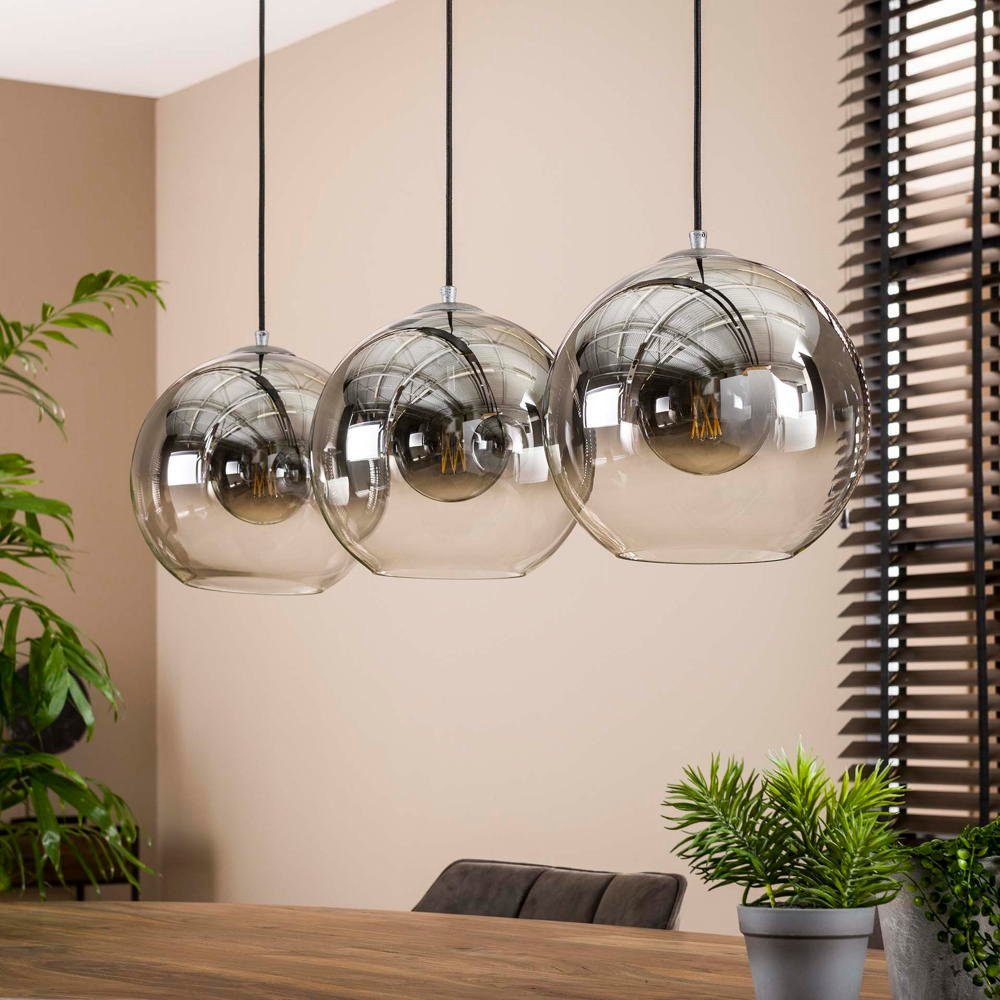 famlights Hängeleuchte, Pendelleuchte Selina in Schwarz-transparent und Altsilber E27 3-flam, keine Angabe, Leuchtmittel enthalten: Nein, warmweiss, Hängeleuchte, Pendellampe, Pendelleuchte