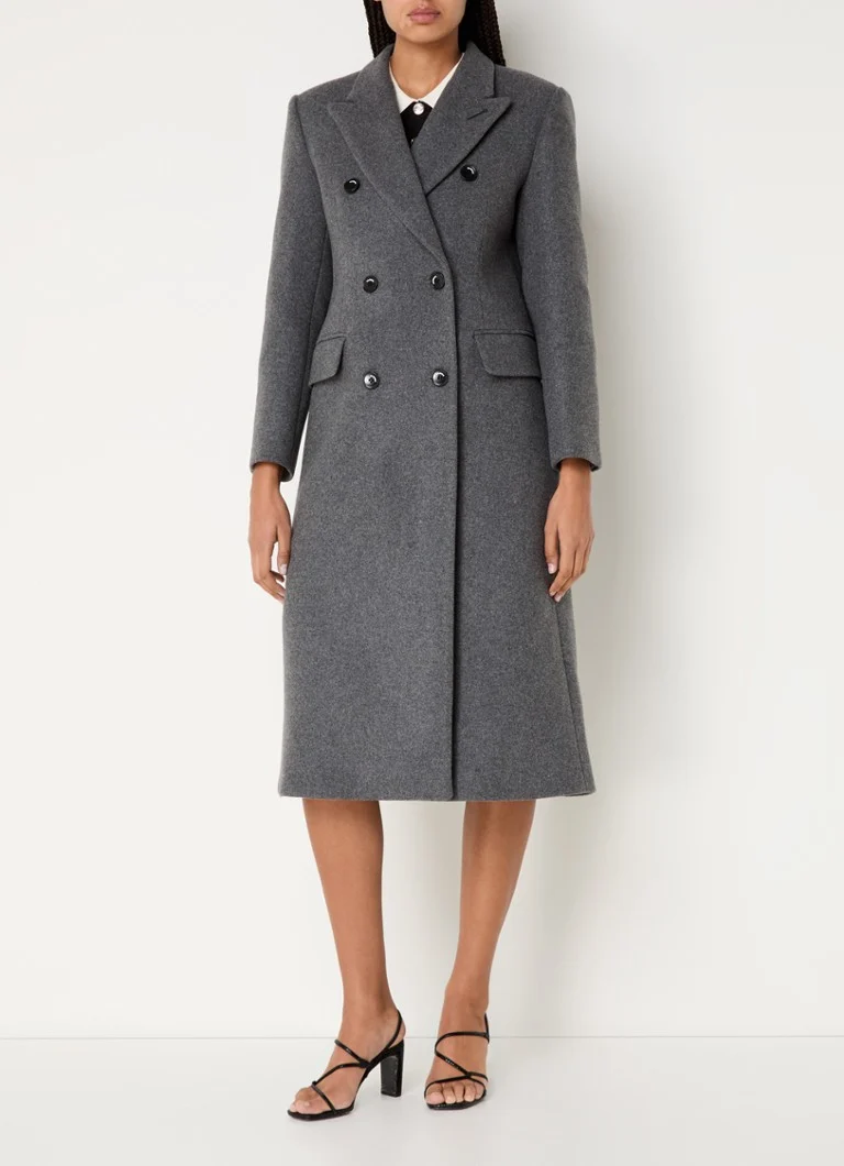 Sandro Double-breasted coat in wool blend with valve pockets