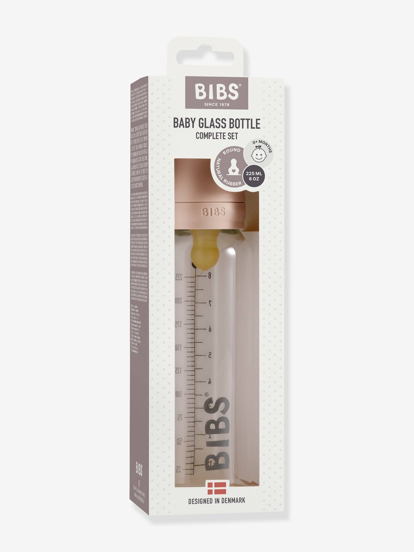 Bibs Babyflasche aus Glas BIBS, 225 ml - rosa