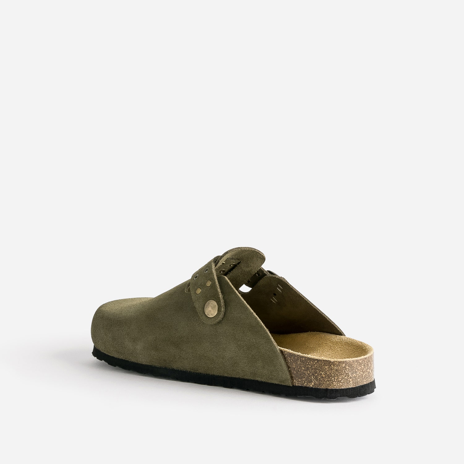 Mule-sabot TEXTO en cuir velours kaki