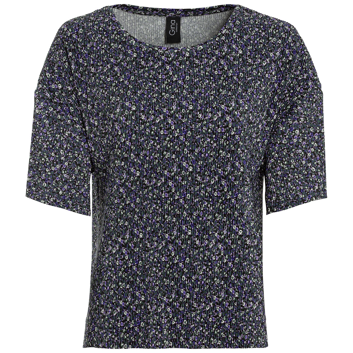 Damen Plissee-T-Shirt mit Rundhals