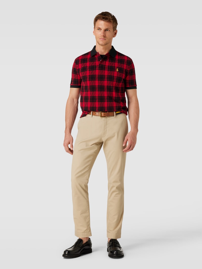 Poloshirt mit Tartan-Muster und 2-Knopfleiste in rot