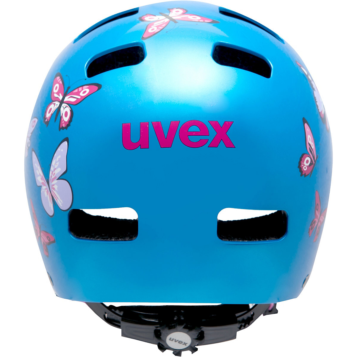 Fahrradhelm kid 3 butterfly, metallicblau