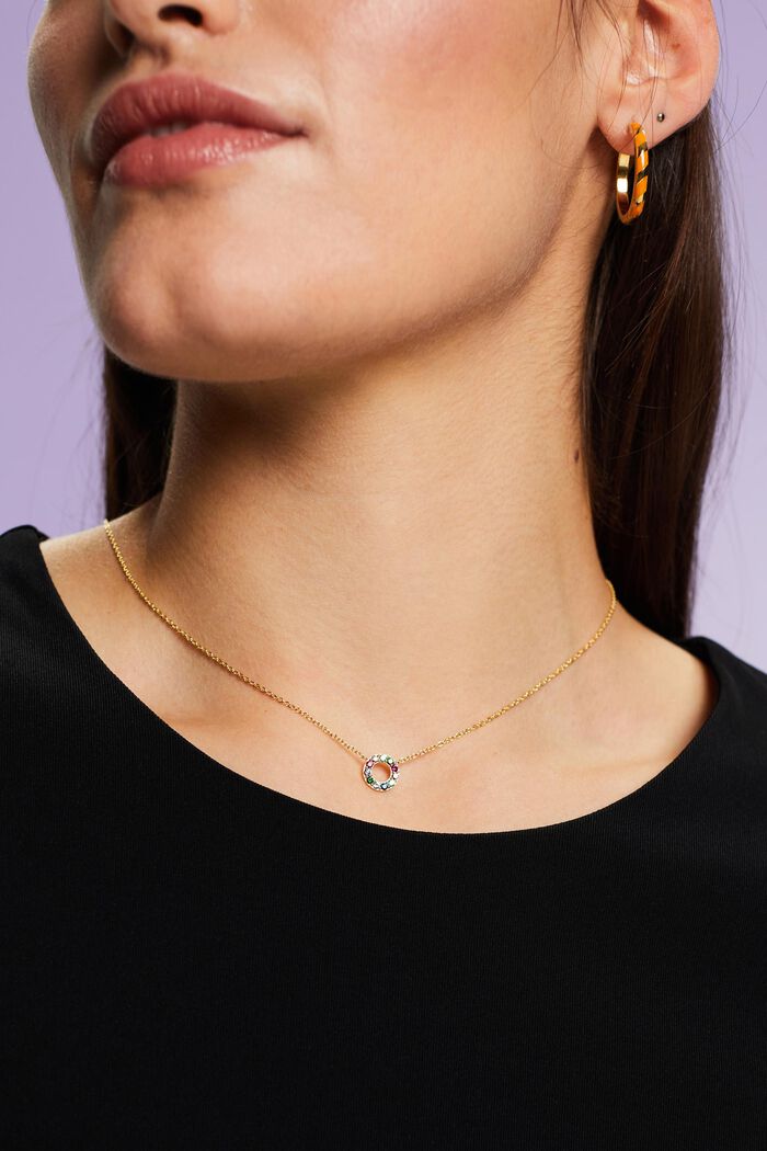 Halskette aus goldfarbenem Sterlingsilber mit ringförmigem Anhänger