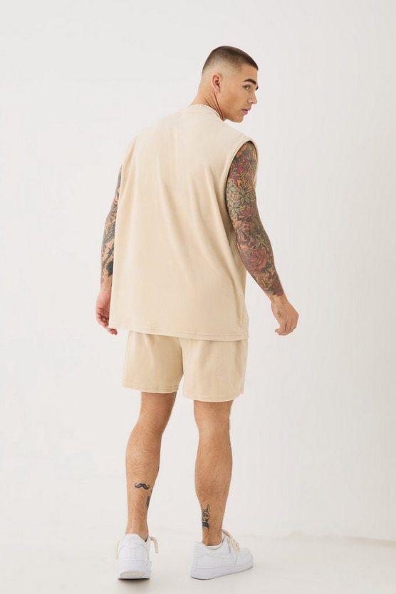 Man Oversize Velour Tanktop & Shorts Set