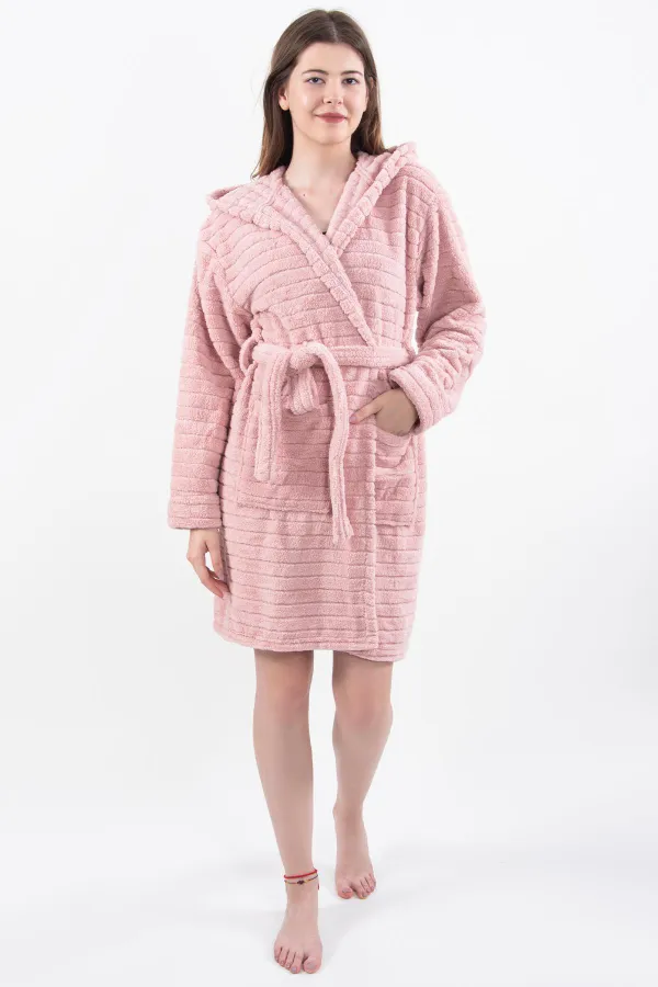 Cotonila  Bequem | Bademantel mit Kapuze aus Wellsoft-Plüsch | Robdeşambr Damen-Bademantel