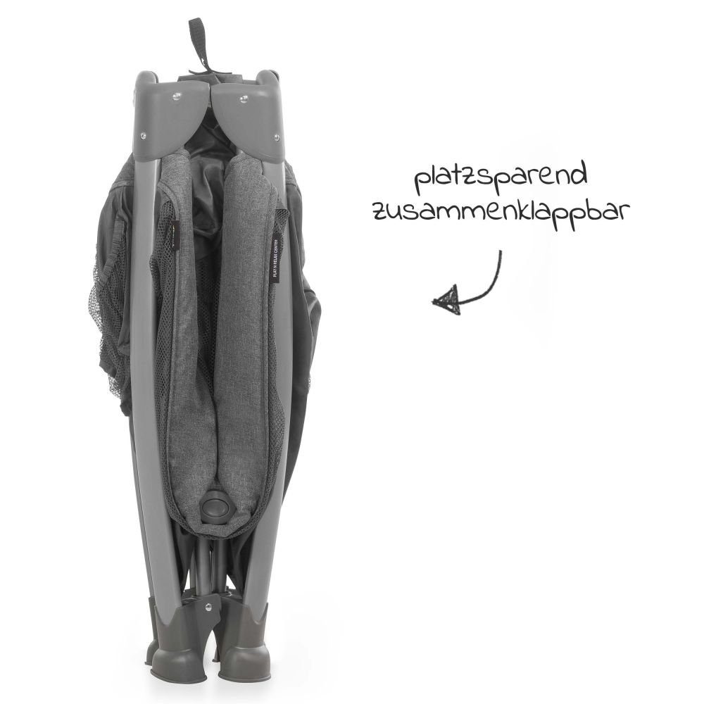 Hauck Baby-Reisebett Play'n Relax Center - Melange Charcoal, 7-tlg., Kinderreisebett mit Matratze, Insektenschutz, Wickelauflage - faltbar