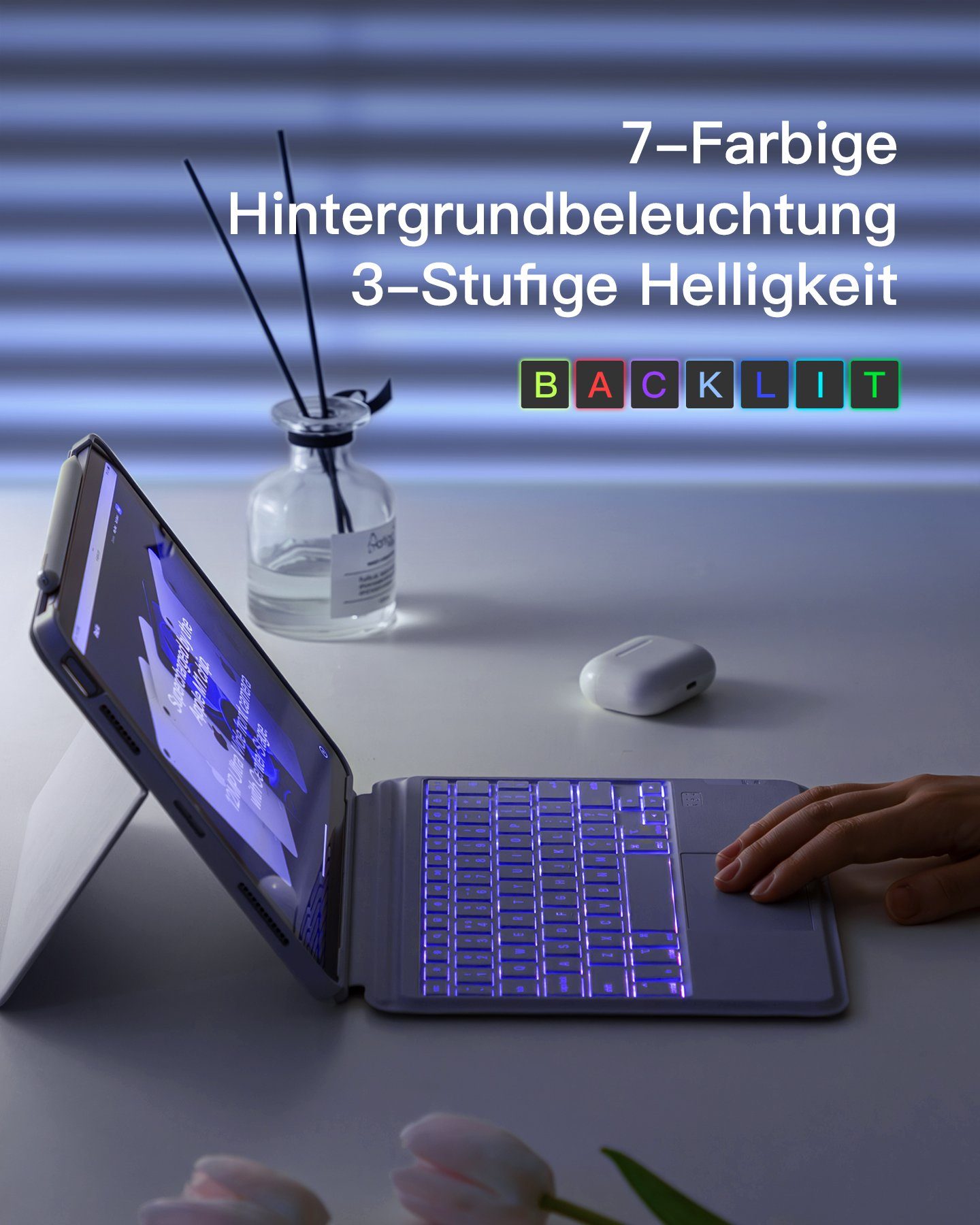 Inateck tastatur für iPad Air 5/4, iPad Pro 11 Zoll, Hoch-/Querformat Ständer iPad-Tastatur