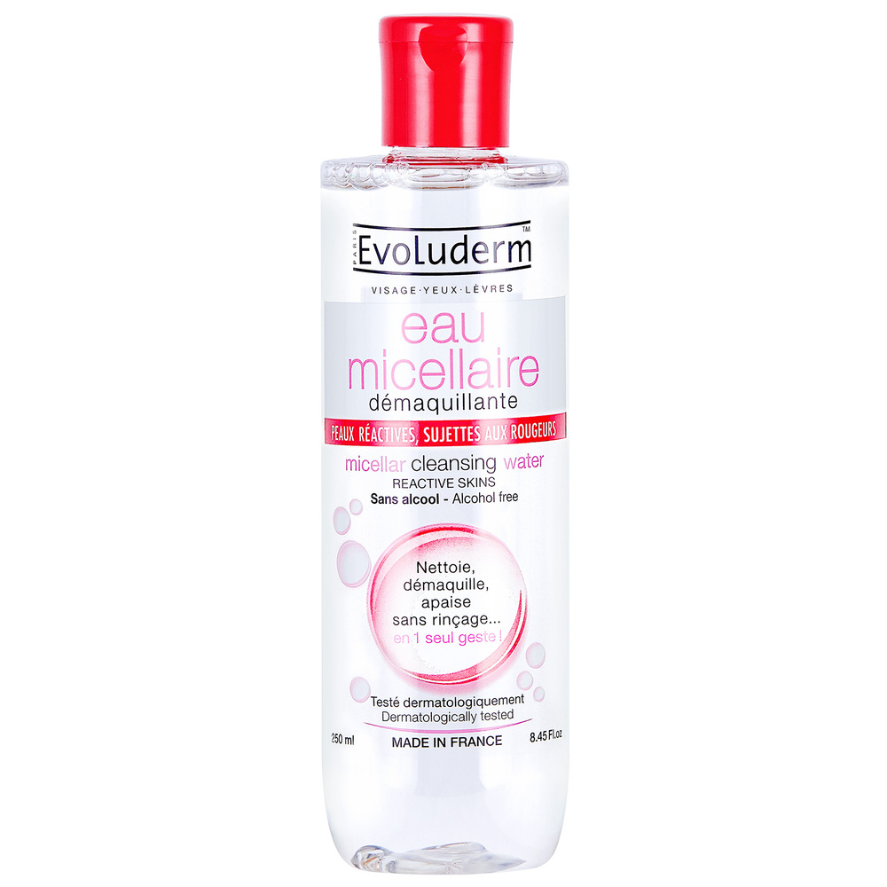 evoluderm Eau micellaire Eau Micellaire Démaquillante Peaux Réactives, Sujettes aux Rougeurs - 250 ml