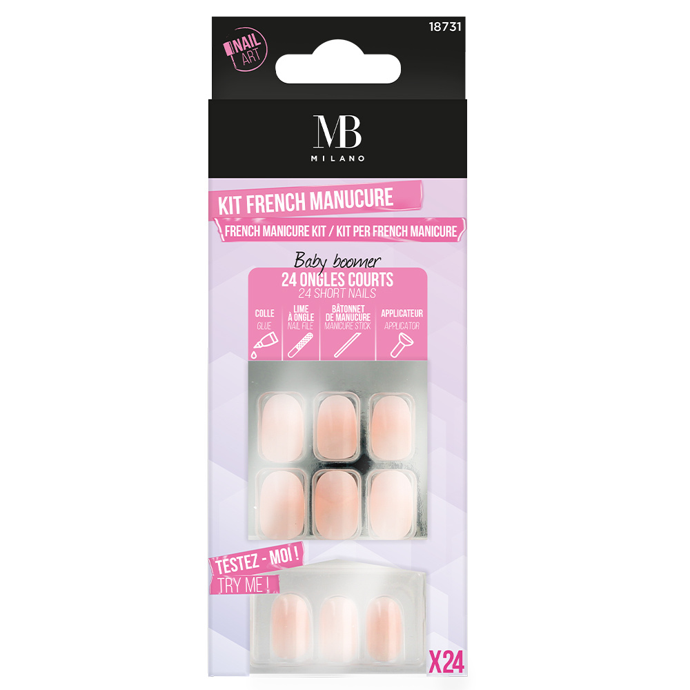 Mb Milano 24 FAUX-ONGLES FRENCH MI-LONGS FAUX-ONGLES