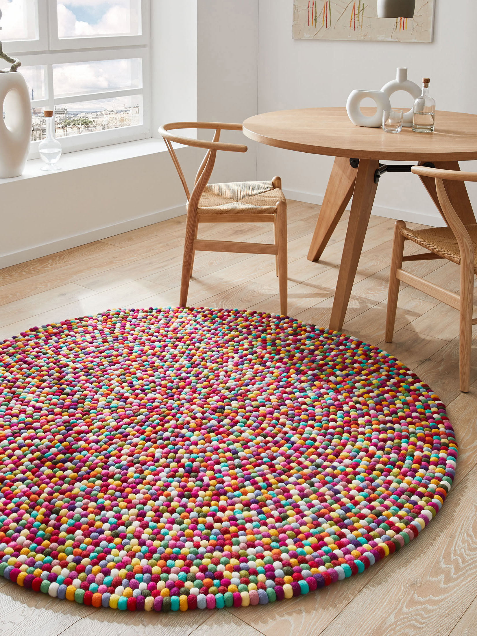 Arica Filzkugel-Teppich, Multicolor