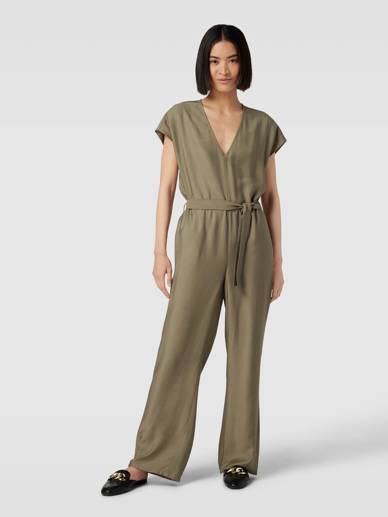 Jumpsuit mit V-Ausschnitt in olivgrün