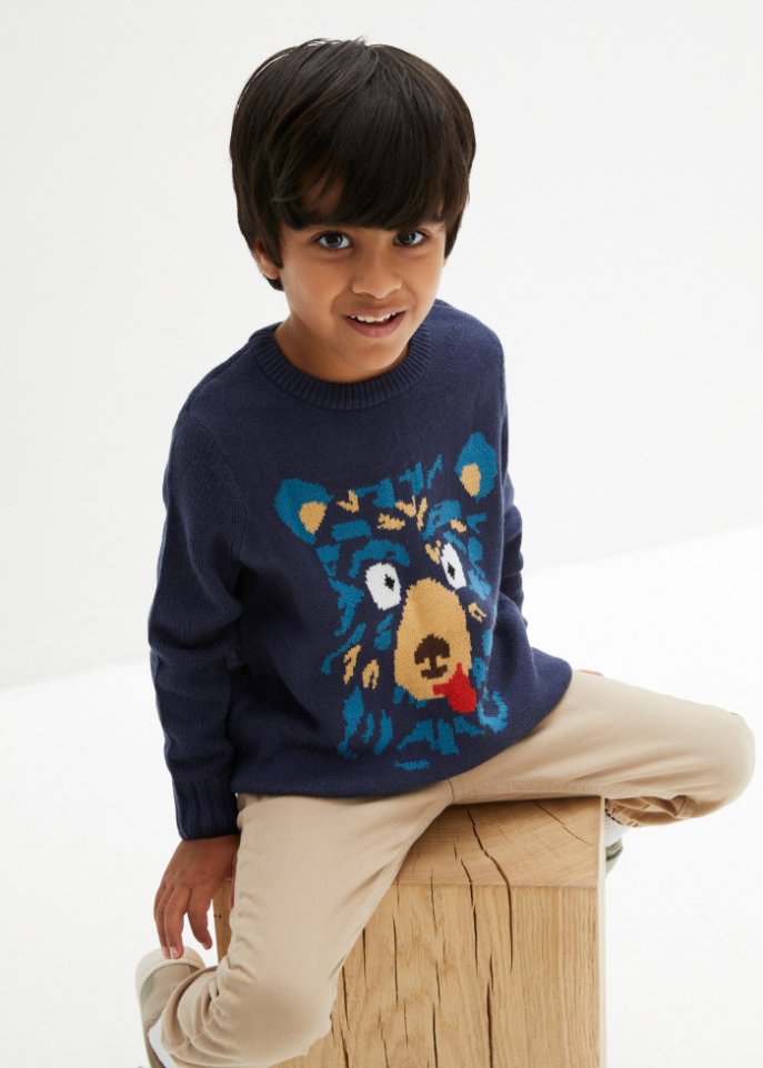 Jungen Baumwoll-Strickpullover