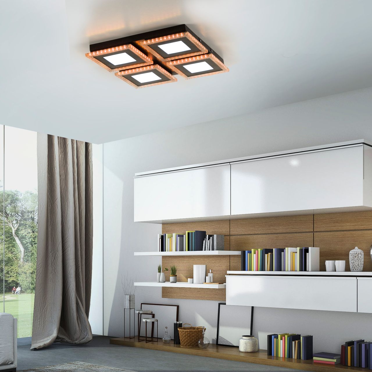 JUST LIGHT LED-Deckenleuchte ACRI, mit RGB Farbmodus, CCT, dimmbar, schwarz