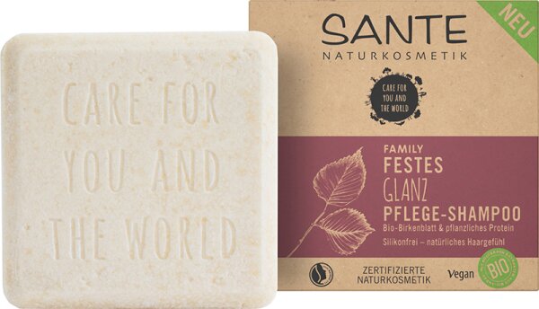 Sante FAMILY Festes Glanz Pflege-Shampoo Bio-Birkenblatt & pflanzliches Protein Festes Shampoo