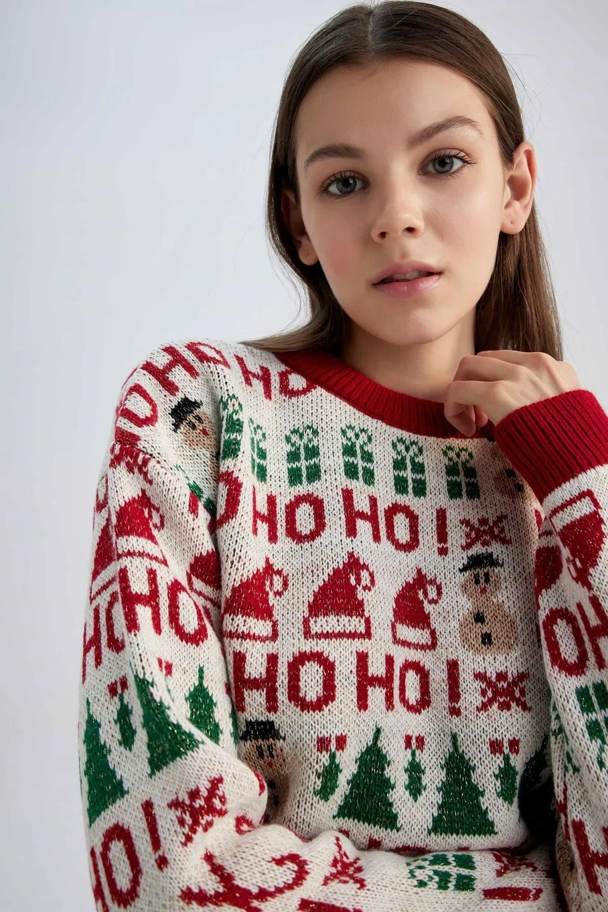 DeFacto  Oversize-Pullover mit Rundhalsausschnitt und Weihnachtsmotiv