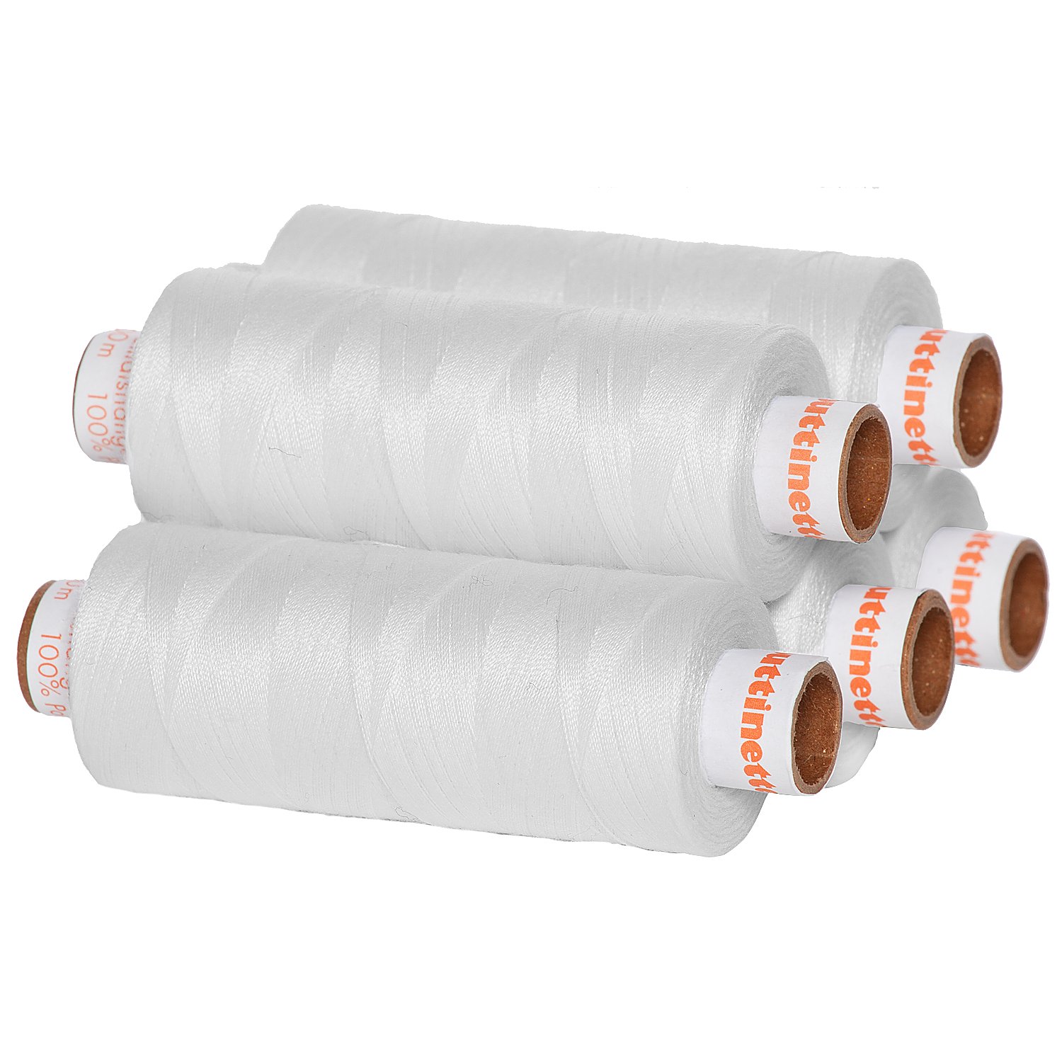buttinette Universal-Nähgarn, Stärke: 100, 5er-Pack, weiß