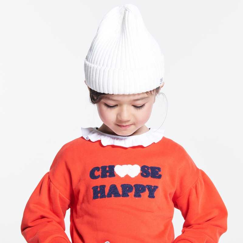 Bonnet en tricot côtelé blanc garçon