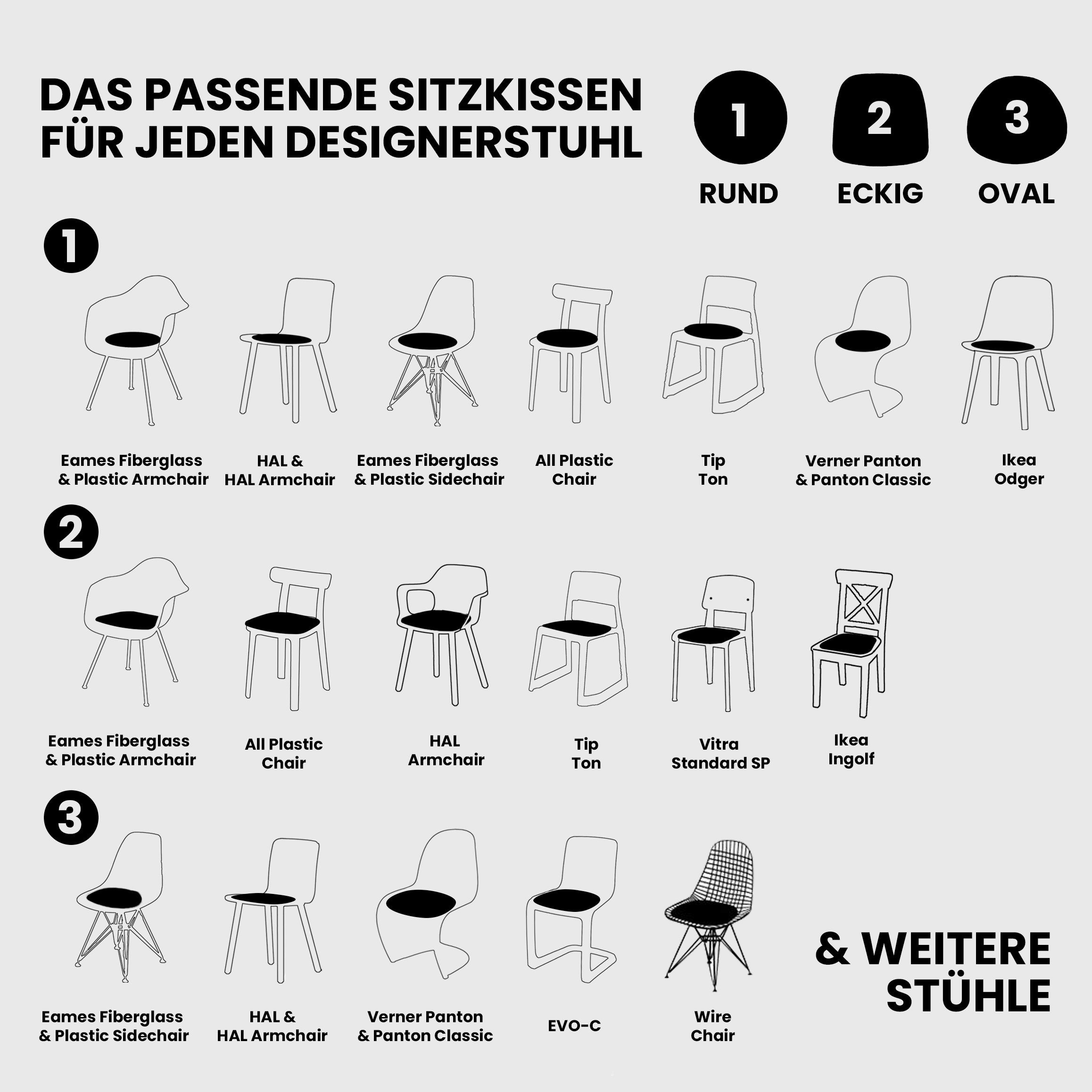 Easy and Green Sitzkissen Filz Rutschfest, upcycling rPET Filz, Made in Germany, Extra Bequem