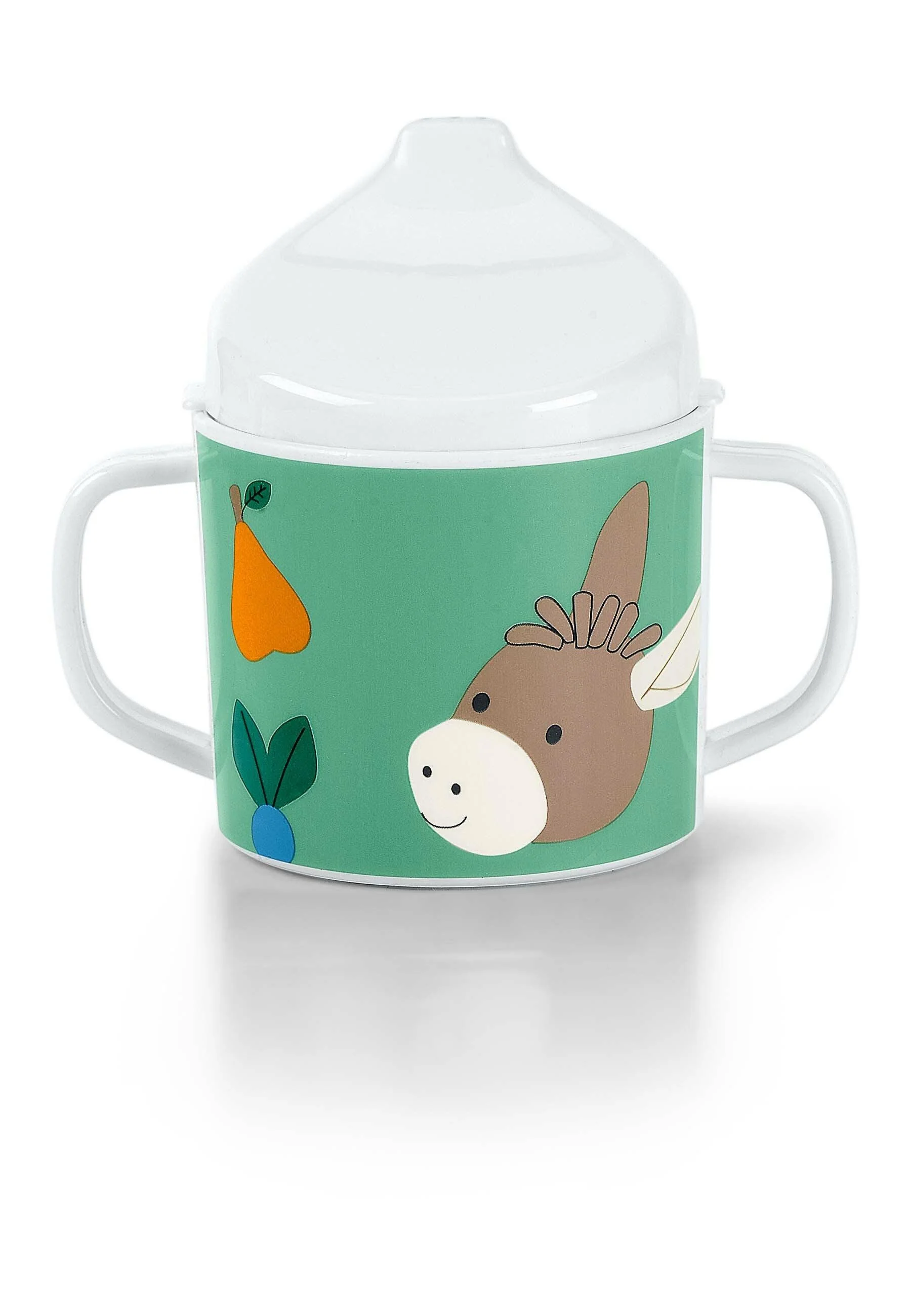 Henkeltasse Esel Emmilius in Blau mit Trinkaufsatz