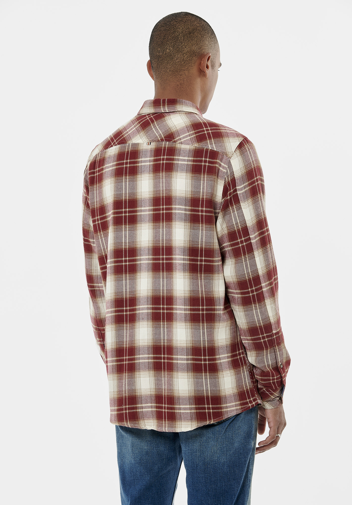 CASEY  Chemise à carreaux bordeaux homme