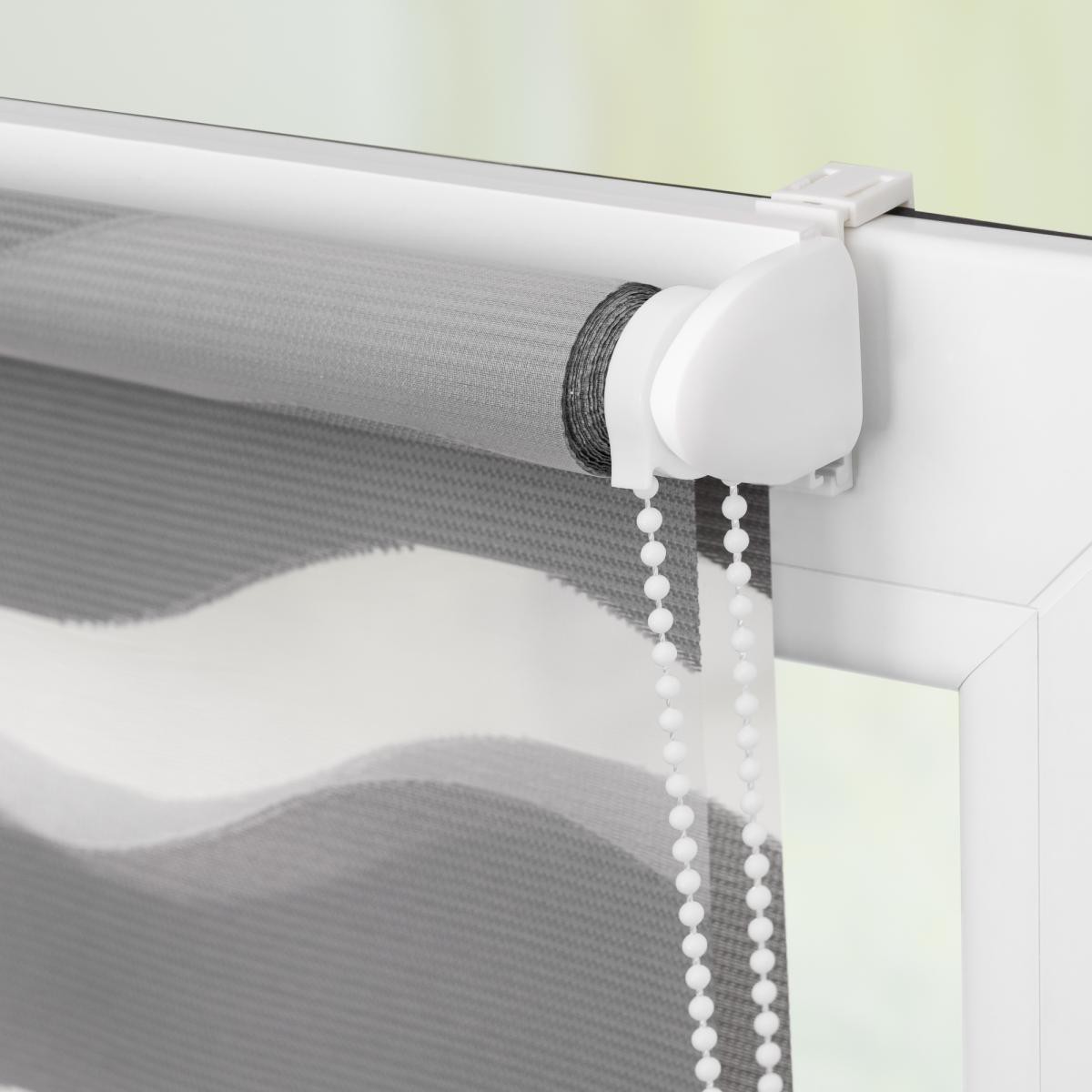 Lichtblick Duo Rollo Welle Klemmfix, ohne Bohren, Grau, 60 cm x 150 cm (B x L)