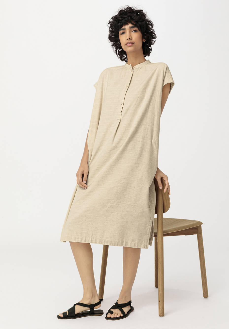 Kleid aus Bio-Baumwolle mit Leinen