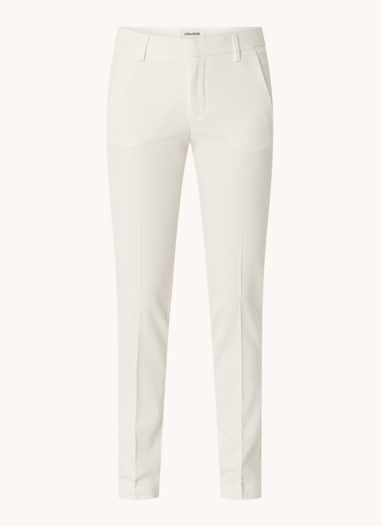 Pantaloni Zadig&Voltaire de culoare prună, cu croială mulată, talie înaltă, buzunare laterale și pliuri.