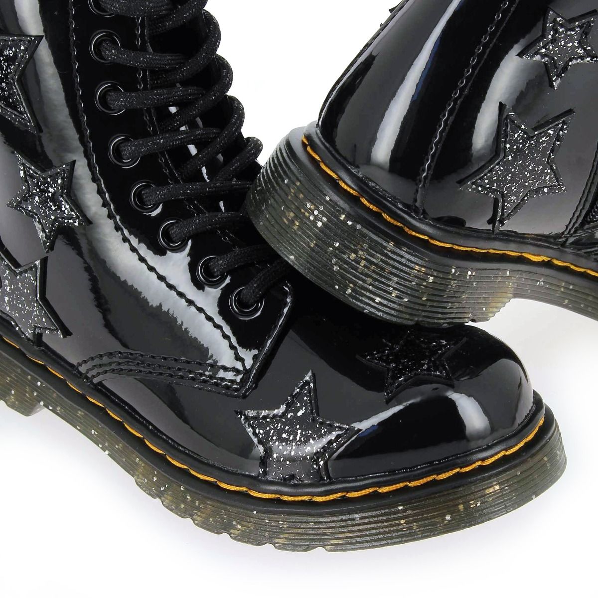Dr Martens  1460 PATENT LAMPER & COSMIC GLITTER - Noir Glitter