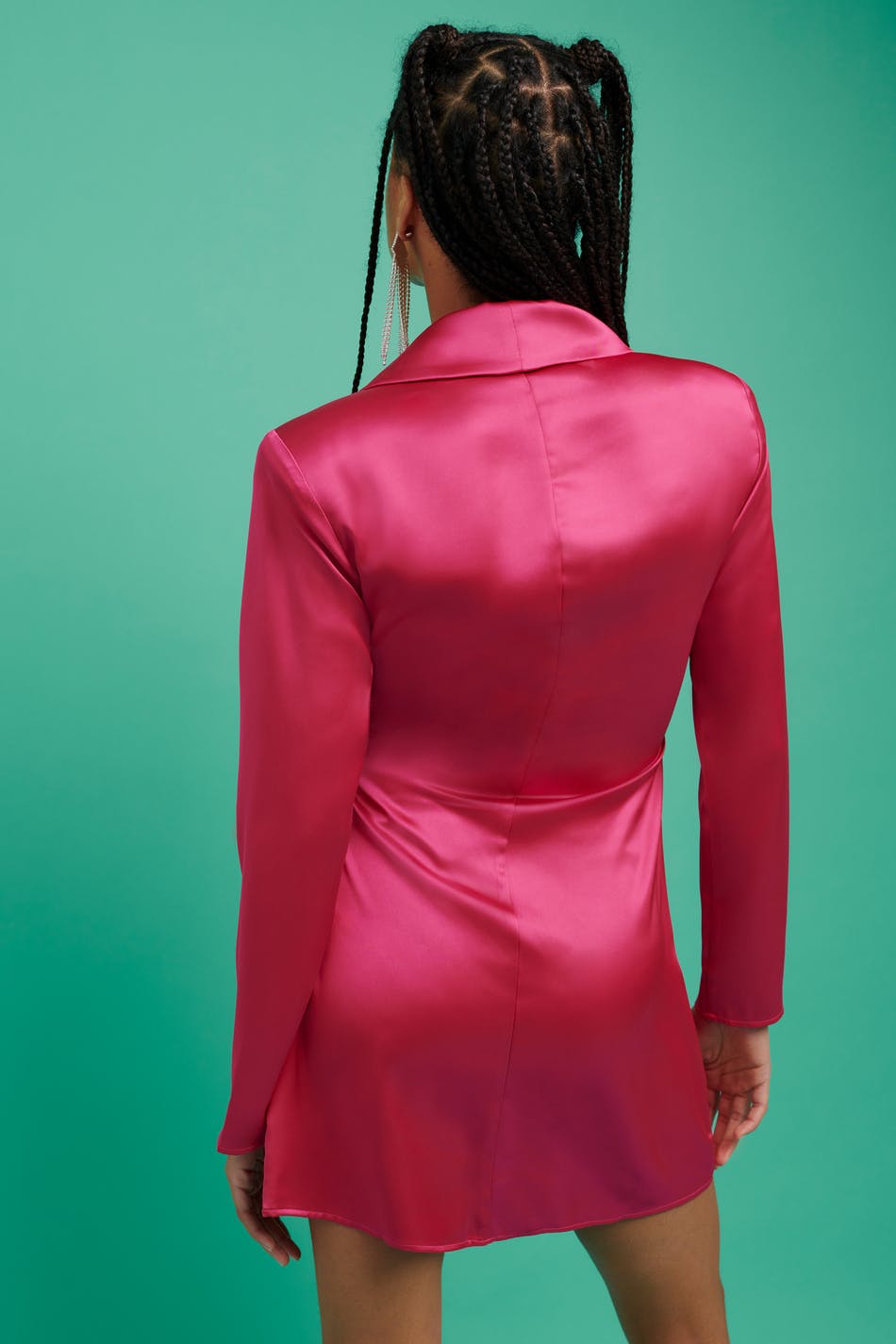 Satin wrap blazer dress
