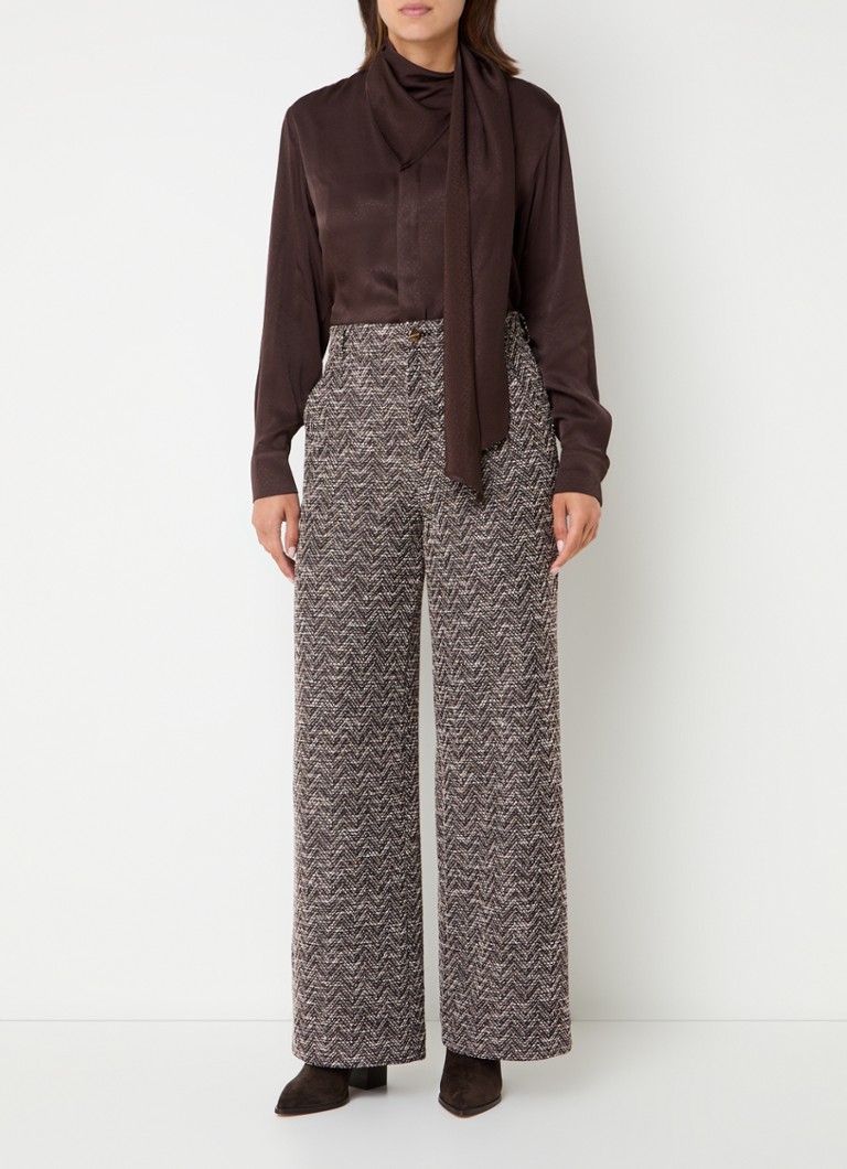 Pantalon Vanilia taille haute coupe large en bouclé