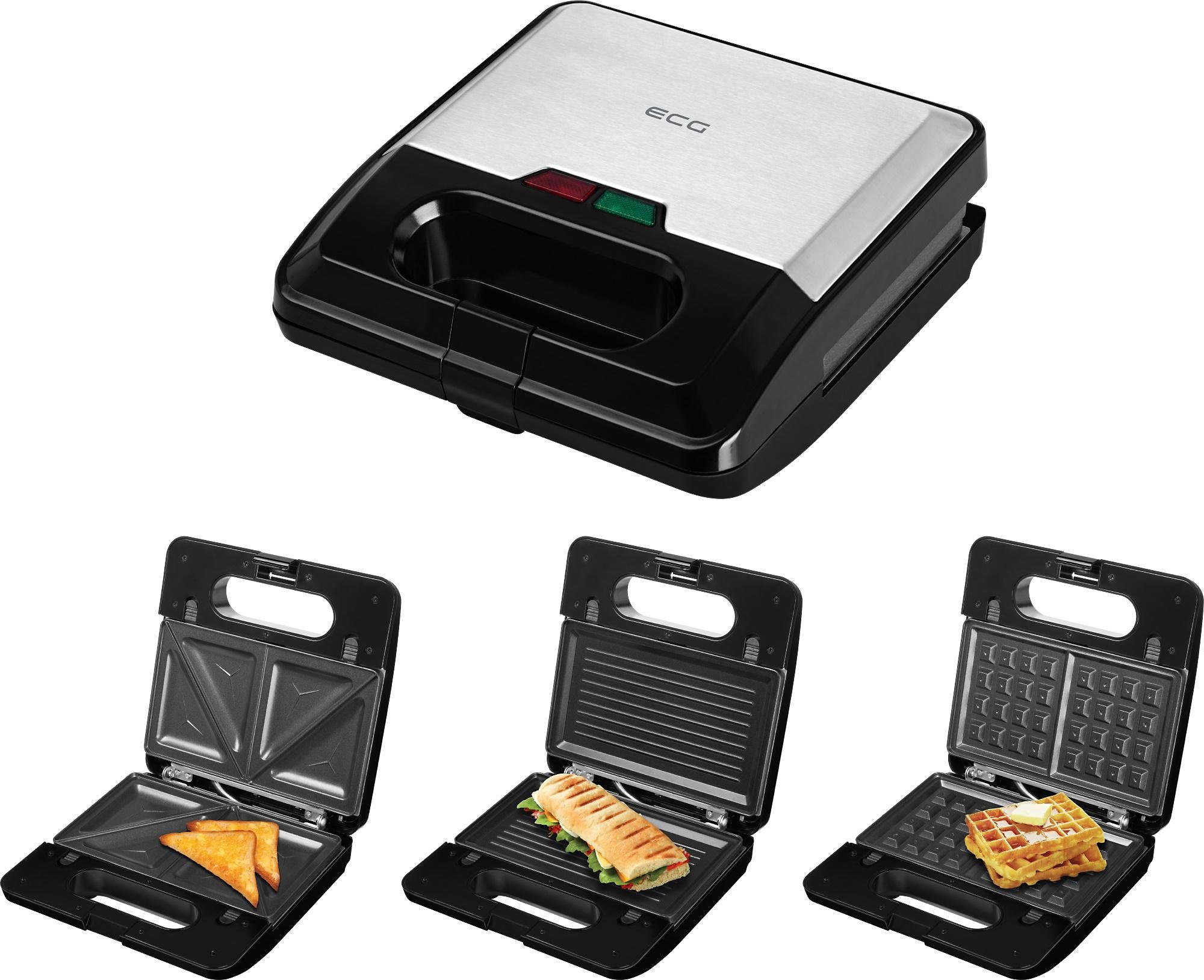ECG Sandwichmaker S 3173 3in1 Triangle, 750 W, 3 Sätze austauschbarer Platten