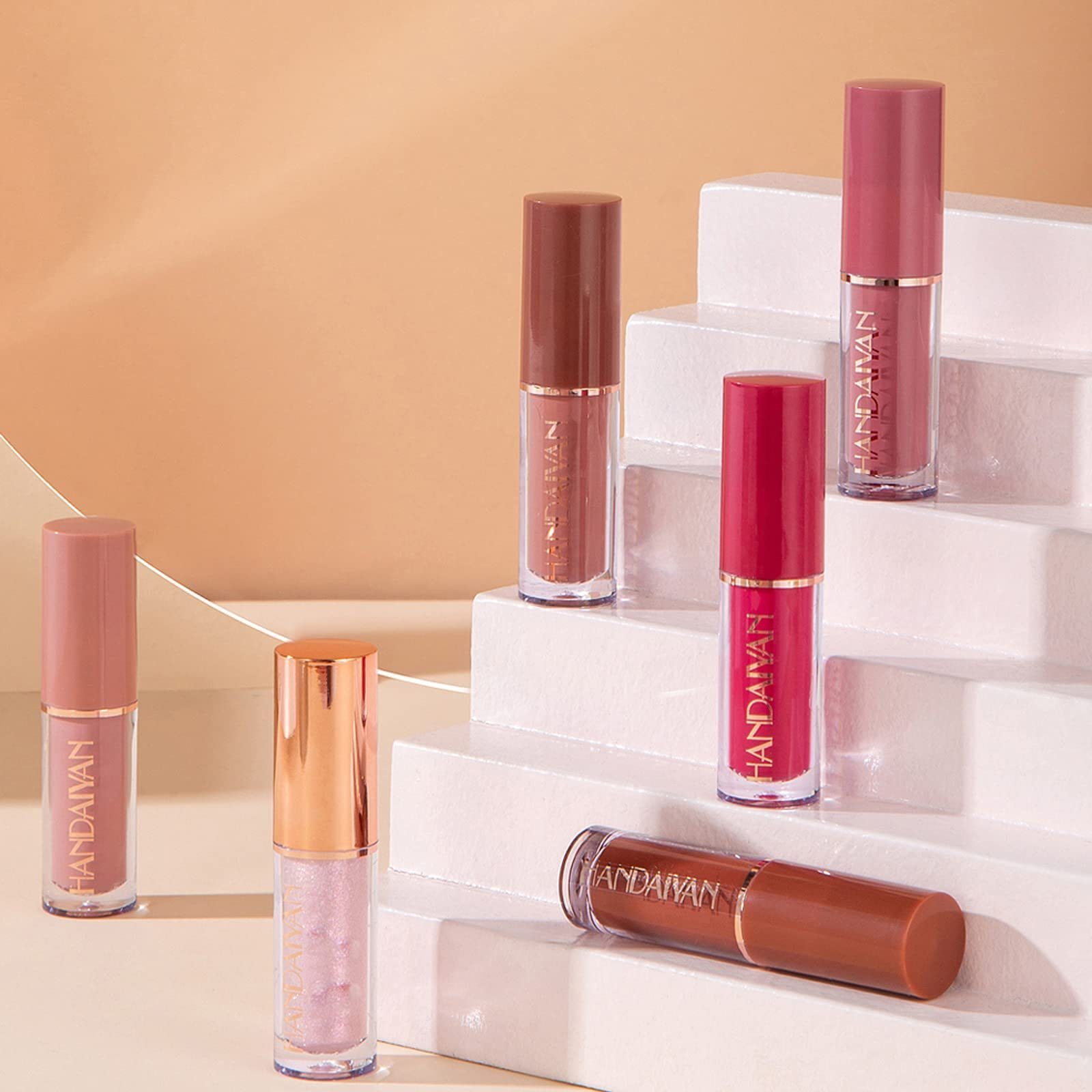 Haiaveng Lippenstift-Set 12 Farben Matt Ink Lippenstift Set,Matt Nudetöne Rose Pink, 12-tlg., Hoher Erfassungsgrad