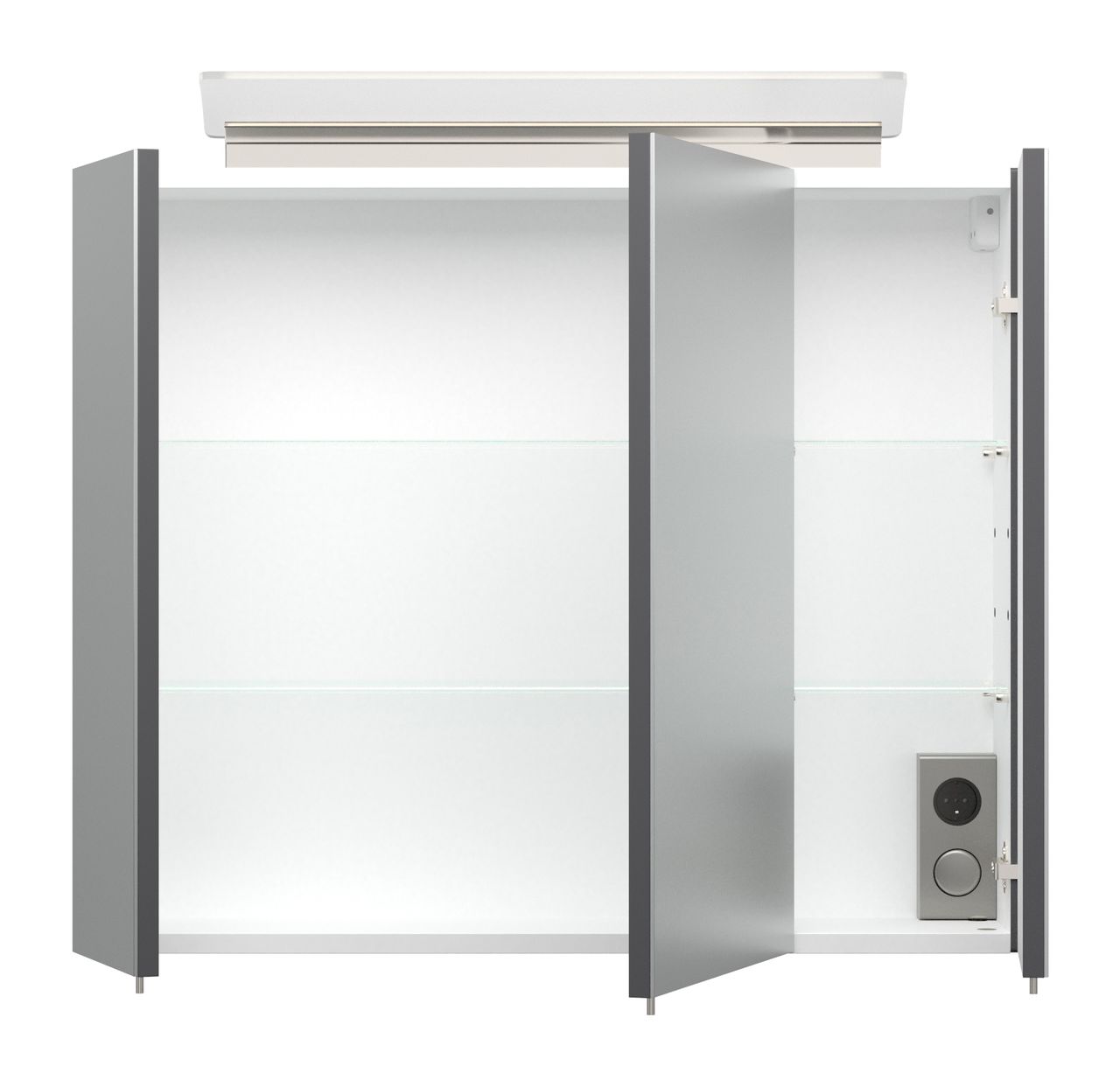 Posseik Spiegelschrank 75 inklusive LED-Acrylglaslampe anthrazit seidenglanz EEK: F