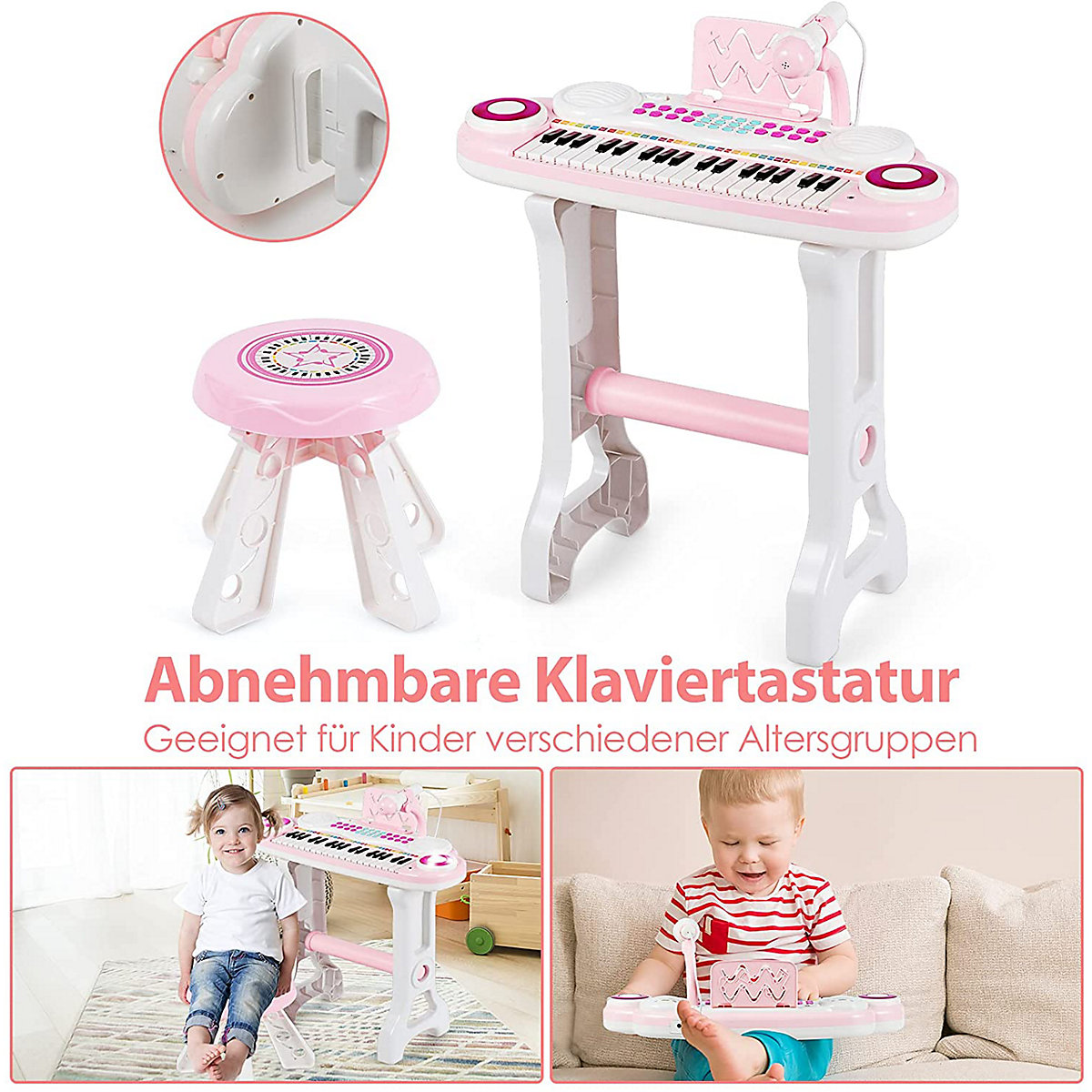 Keyboard mit Hocker & Mikrofon