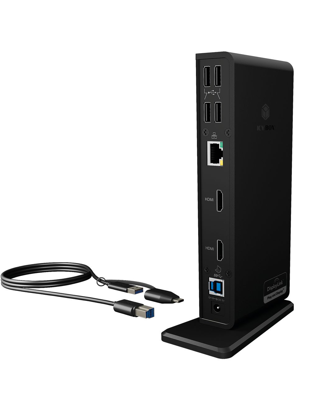 ICY BOX IB-DK2251AC, 11-in-1 USB 3.0 Type-A   Type-CDock mit zwei HDMIAnschlüssen