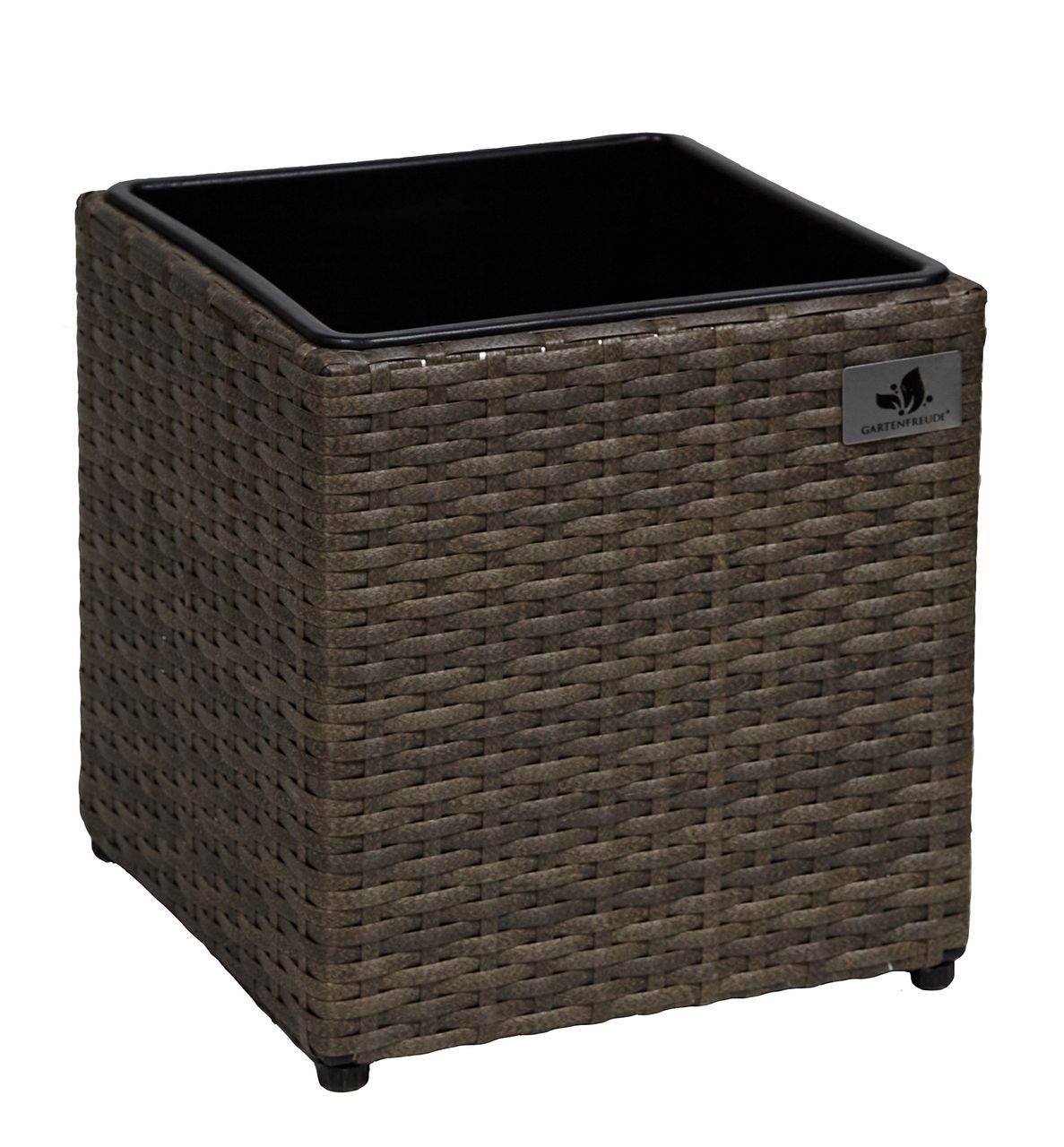 Weles Pflanzkübel Polyrattan 28 x 28 x 28 cm, für Innen und Außen, Kunststoffeinsatz, cappuccino