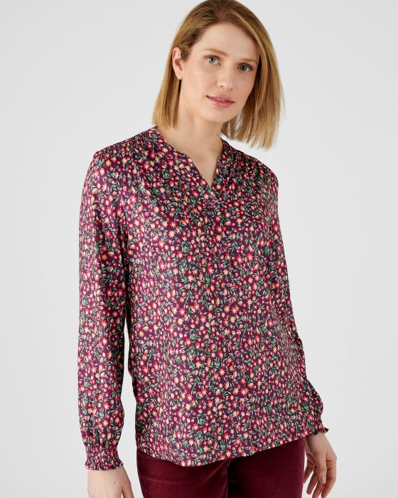 Chemisier fleuri à smocks