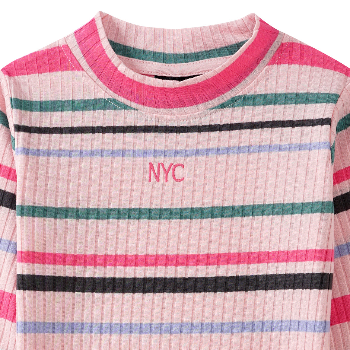 Mädchen Langarmshirt mit Rippstruktur