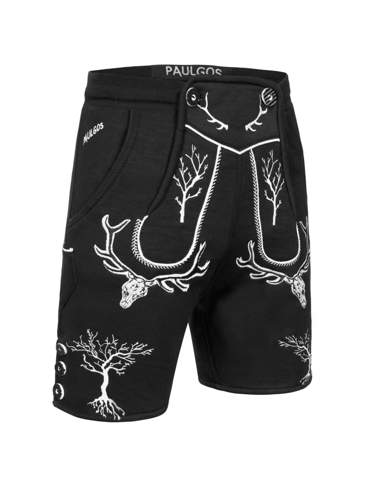 PAULGOS Jogginghose Design Trachten Lederhose Bermuda Shorts Kurz JOK6 in Schwarz günstig kaufen