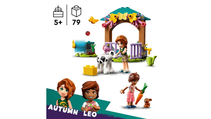 LEGO Friends 42607 Autumns Kälbchenstall, Bauernhof-Spielzeug mit Tieren