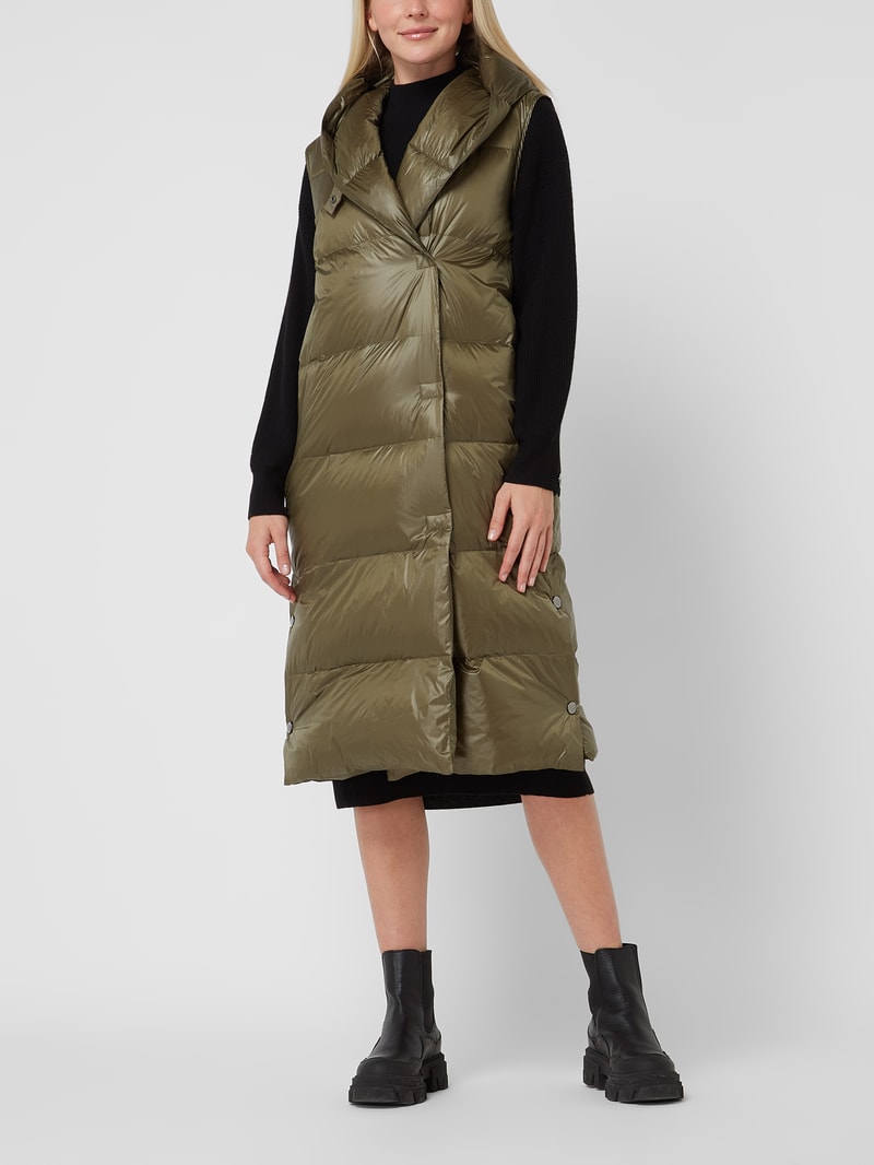 Daunenweste mit Kapuze in khaki