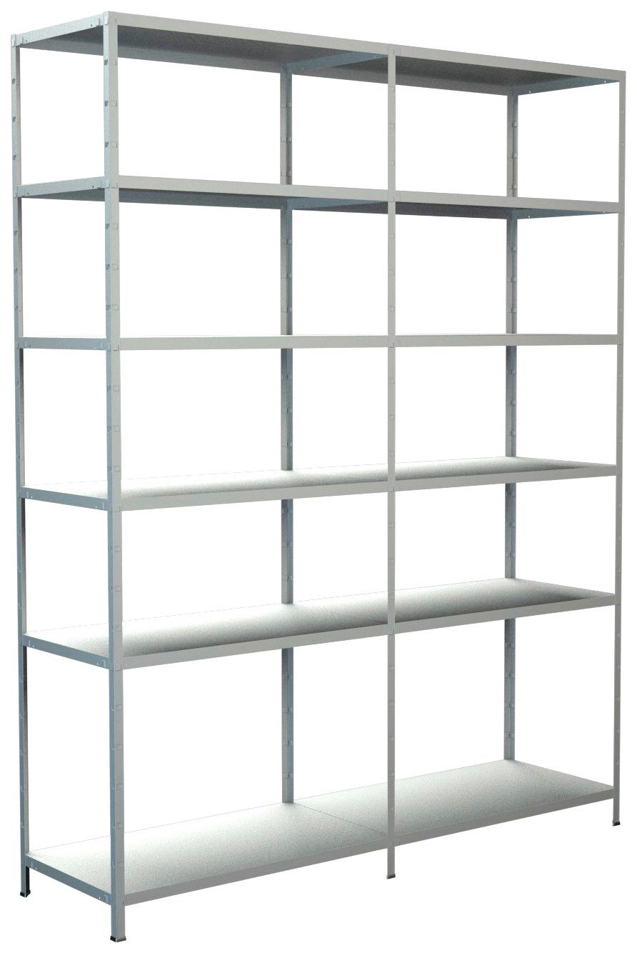 SCHULTE Regalwelt Steckregal Stecksystem Grund- und Anbauregal, Metall weiß, 2300x1800x500 mm, 12 Böden