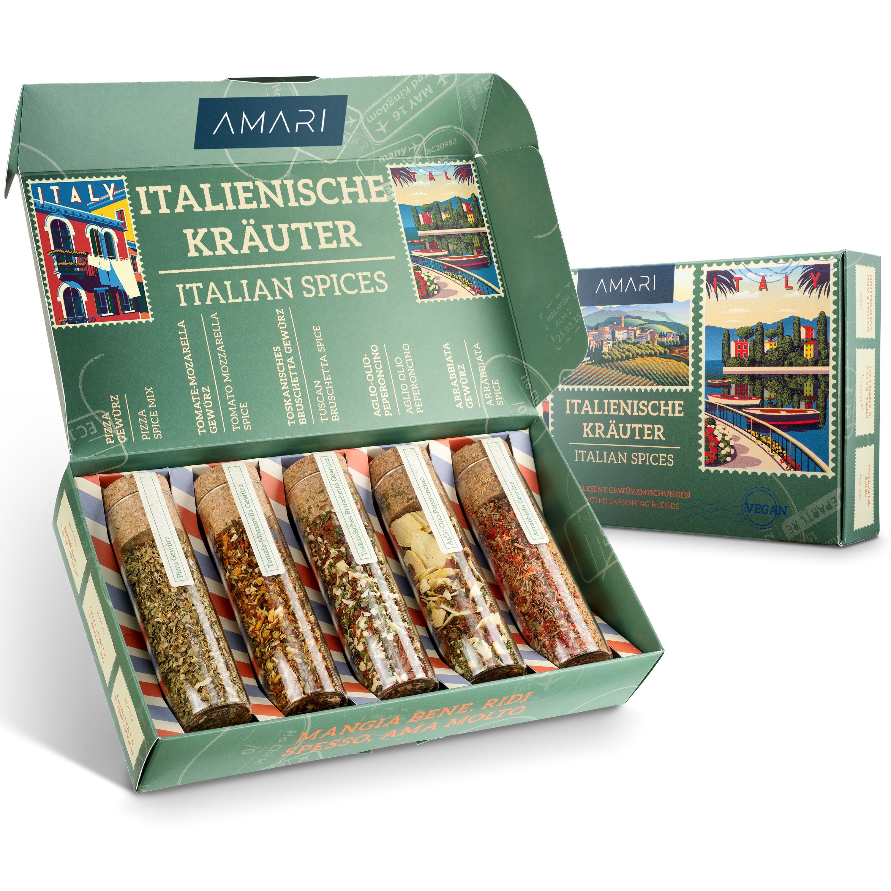 Amari Gewürzkarussell AMARI ® Gewürze Set – 5 erlesene Gewürze - BBQ, Italia, Salze