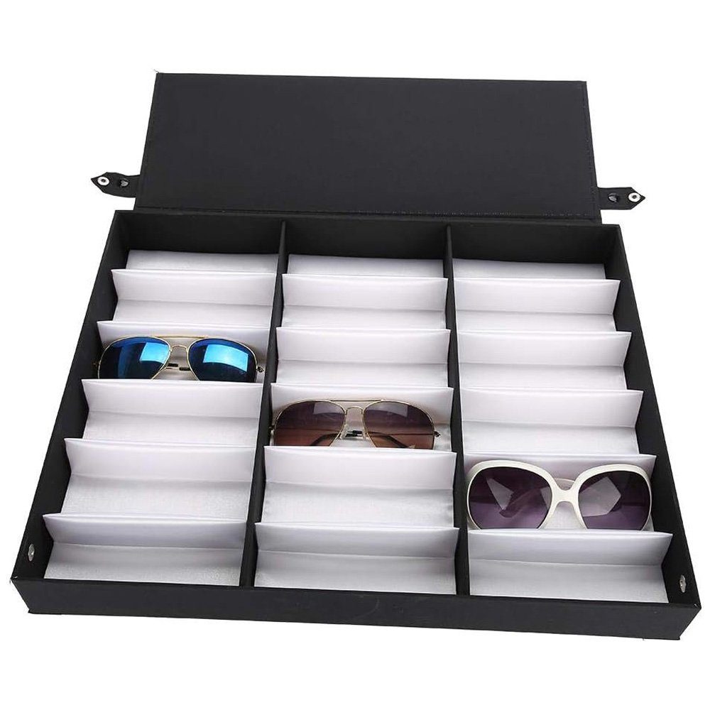 Tian Dee Brillenetui Aufbewahrungsbox für Brille, 18 Gitter, Aufbewahrungsbox, Brillenbox