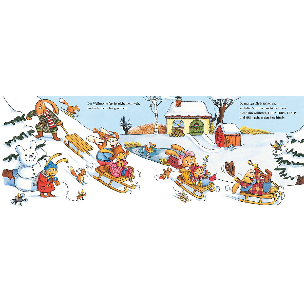 Wenn sieben weihnachtliche Hasen fröhlich um die Tanne rasen