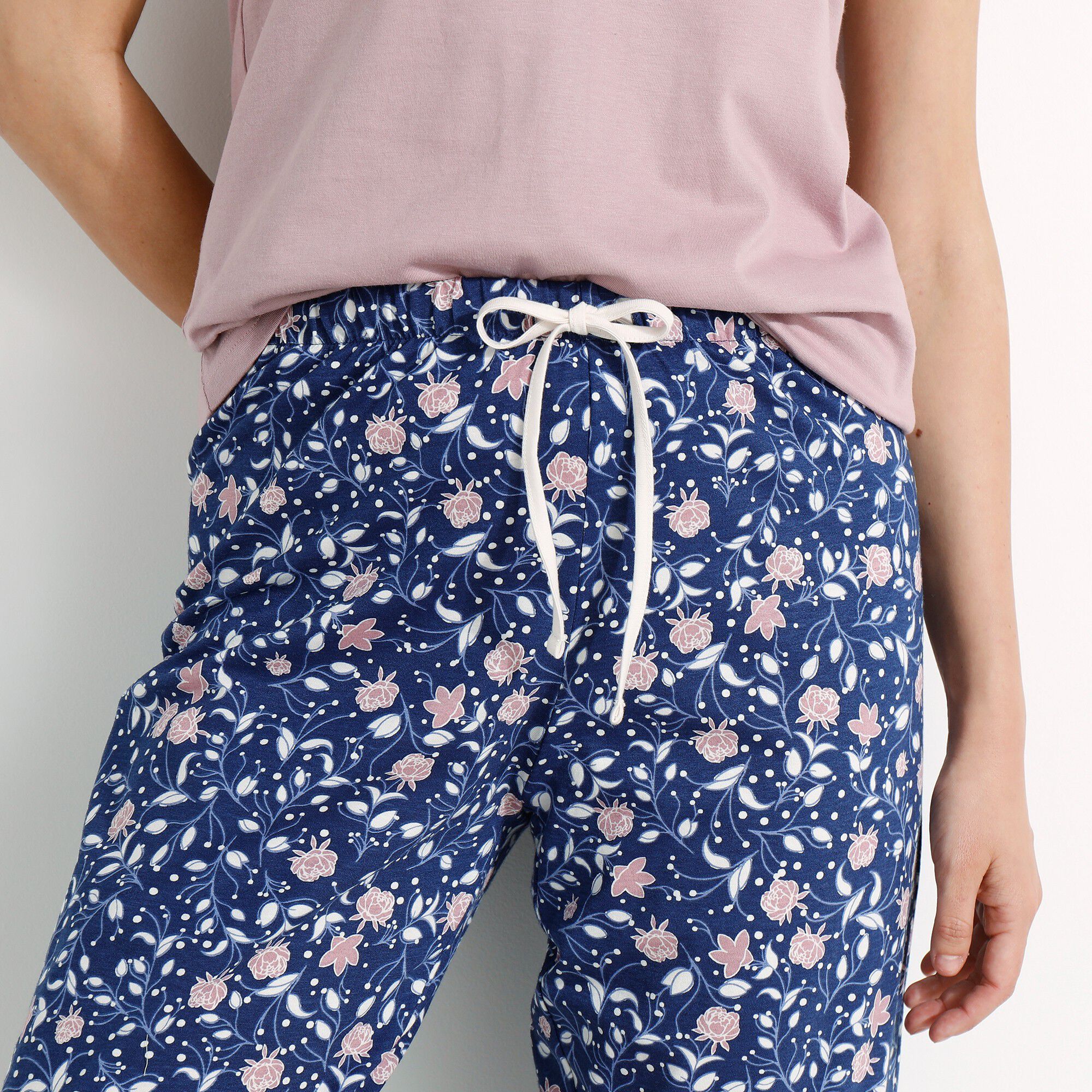 Pantacourt pyjama coton imprimé floral
