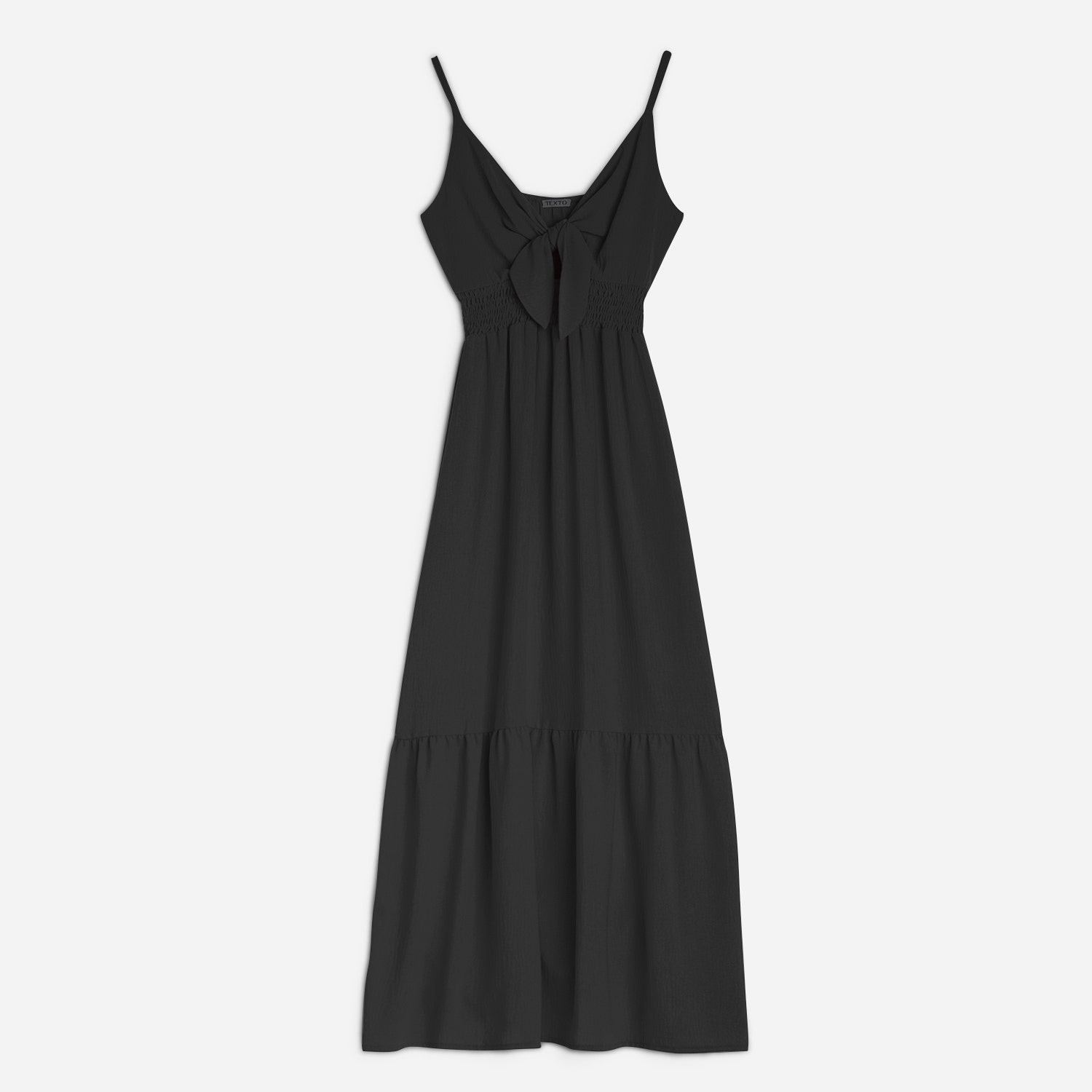 Robe longue TEXTO noire avec nœud