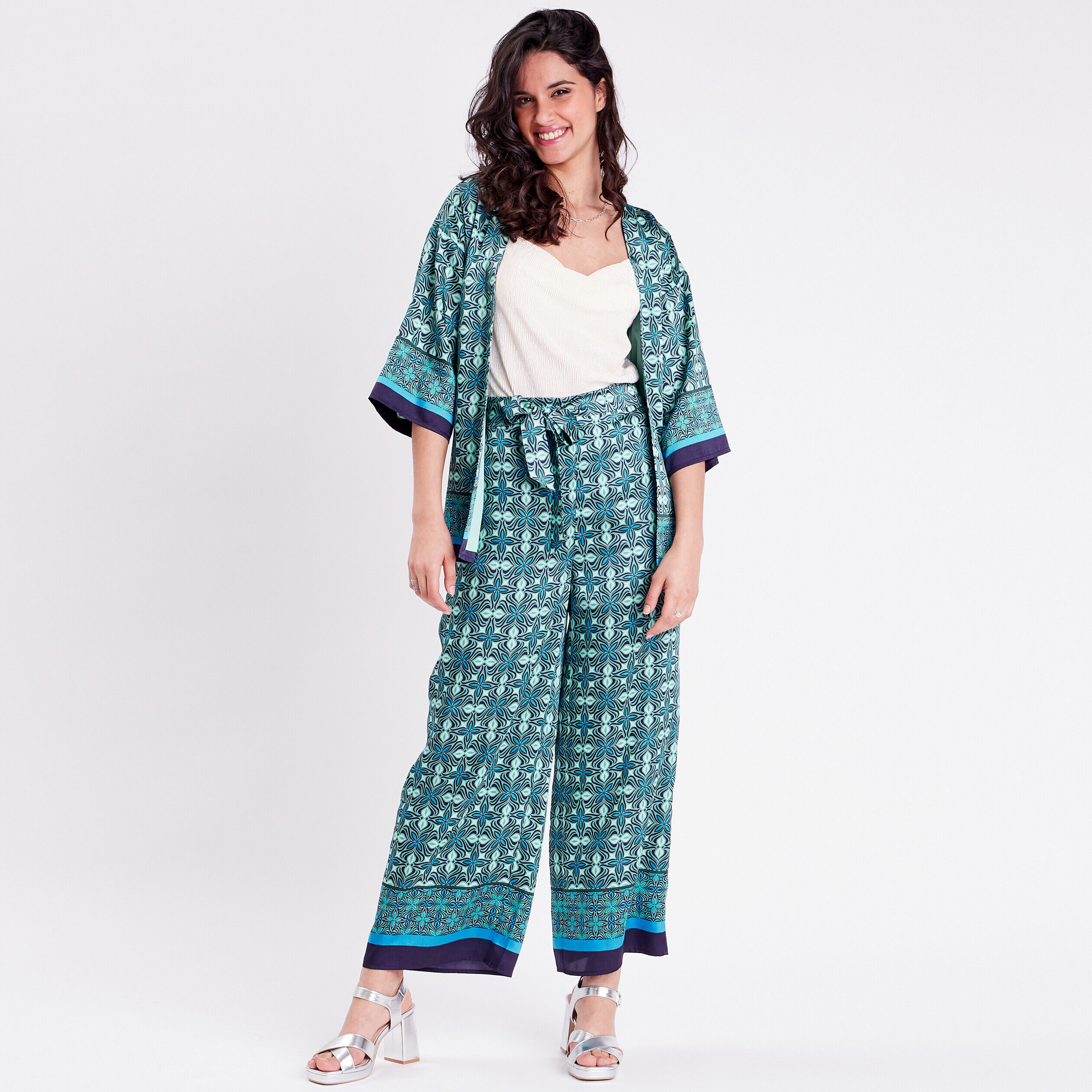 Veste esprit kimono droite vert menthe femme | Cache Cache